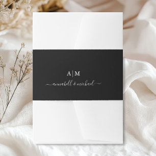 Monogramm, Handschrift, elegant schwarz Einladungsbanderole