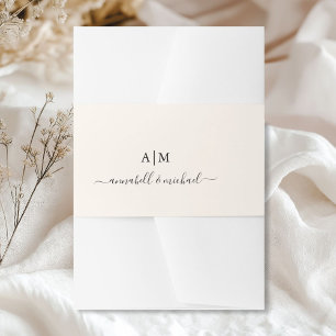 Monogramm, Handschrift, elegante Beige Einladungsbanderole