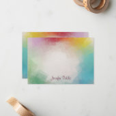 Monogramm Handschrift farbige Abstrakte Kunst Mitteilungskarte (Vorderseite/Rückseite Beispiel)