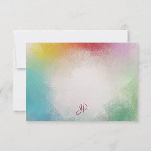 Monogramm Handschrift farbige Abstrakte Kunst Mitteilungskarte (Rückseite)
