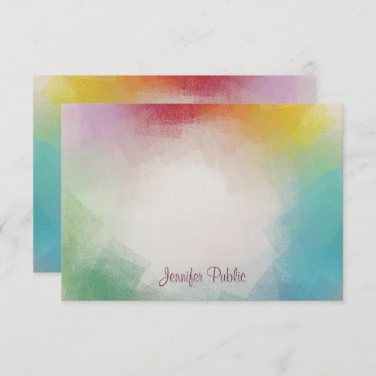 Monogramm Handschrift farbige Abstrakte Kunst Mitteilungskarte (Vorne/Hinten)