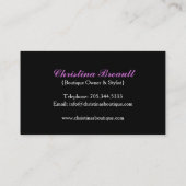 Monogramm-Handtaschen-Designer-Visitenkarte Visitenkarte (Rückseite)