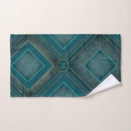 Monogramm Handtuchhalter-Set in Aquamarinen und Go Badhandtuch Set (Handtuch)