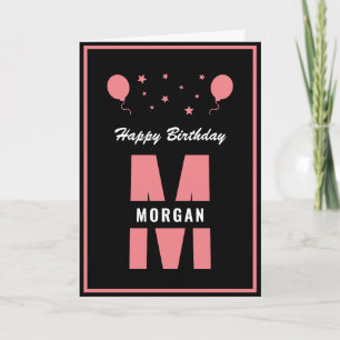Monogramm Happy Birthday Jegliches Alter Schwarz-w Karte
