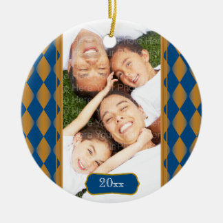 Monogramm-Harlekin: Blau u. Gold Keramikornament