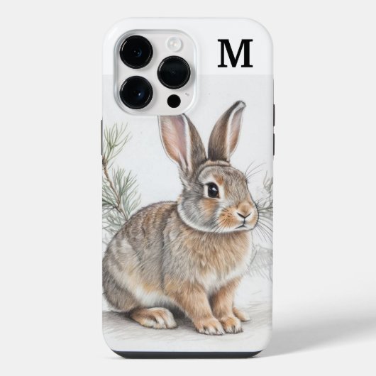Monogramm-Hase und Kiefer iPhone Hülle (Rückseite)
