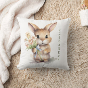 Monogramm-Hasen-Nursery-Baby-Geschenk Kissen