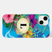 Monogramm hawaiianische tropische Blume und Schmet Case-Mate iPhone Hülle (Rückseite (Horizontal))