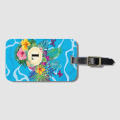 Monogramm hawaiianische tropische Blume und Schmet Gepäckanhänger (Vorderseite (Horizontal))