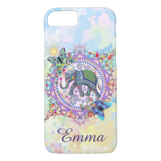 Monogramm-heiliger Hennastrauch-Elefant Case-Mate iPhone Hülle (Rückseite)