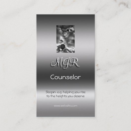 Monogramm, Heißluftballon, metallischer Effekt Visitenkarte (Vorderseite)