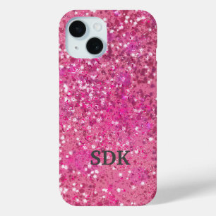 Monogramm Heißrosa Glitter Funkeln Mädchenhaft Gla Case-Mate iPhone Hülle