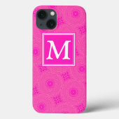 Monogramm heißrosa Kreismuster Case-Mate iPhone Case-Mate iPhone Hülle (Rückseite)