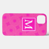 Monogramm heißrosa Kreismuster Case-Mate iPhone Hülle (Rückseite (Horizontal))