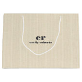 Monogramm Hellbeiger Jute Grau Typografie Große Geschenktüte (Vorderseite)