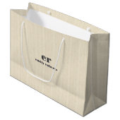 Monogramm Hellbeiger Jute Grau Typografie Große Geschenktüte (Vorderseite Schrägansicht)