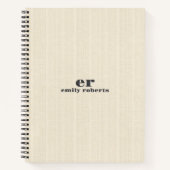Monogramm Hellbeiger Jute Grau Typografie Notizblock (Vorderseite)