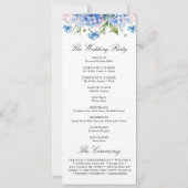 Monogramm Hellblau Rosa Hortensien Hochzeitsprogra (Rückseite)