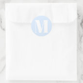 Monogramm hellblau weiße Anfangsnummer Runder Aufkleber (Tasche)
