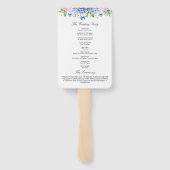 Monogramm Hellblaue Hortensien-Hochzeitsprogramm Fächer (Rückseite)