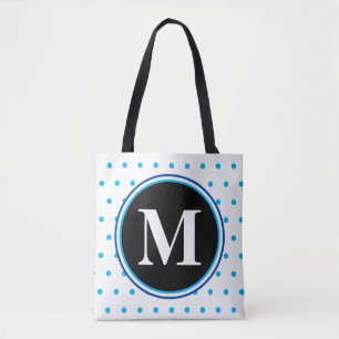 Monogramm Hellblaue Punkte Tasche