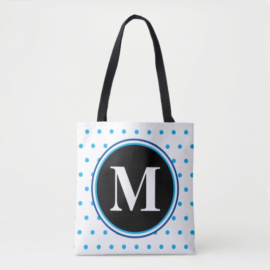 Monogramm Hellblaue Punkte Tasche (Vorderseite)