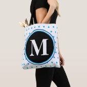 Monogramm Hellblaue Punkte Tasche (Von Nahem)