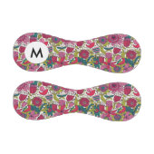 Monogramm Helles Blumenmuster Baseball (Paneele)