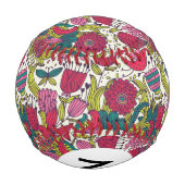 Monogramm Helles Blumenmuster Baseball (Rückseite)