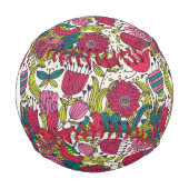 Monogramm Helles Blumenmuster Baseball (Vorderseite)