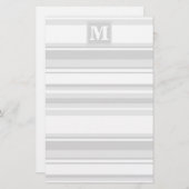 Monogramm hellgraue Streifen Briefpapier (Vorne/Hinten)