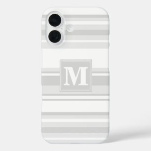 Monogramm hellgraue Streifen iPhone 16 Hülle