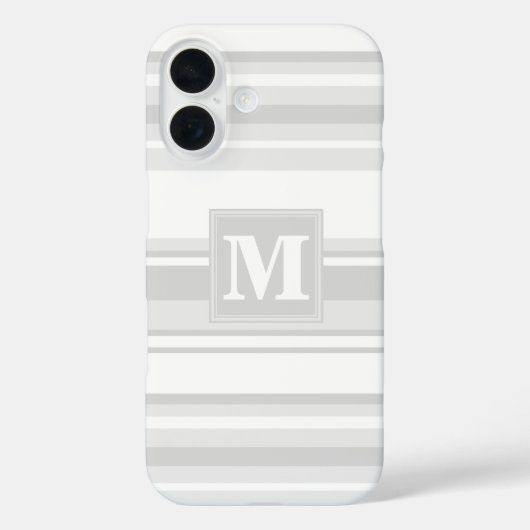 Monogramm hellgraue Streifen Case-Mate iPhone Hülle (Rückseite)