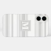 Monogramm hellgraue Streifen Case-Mate iPhone Hülle (Rückseite (Horizontal))