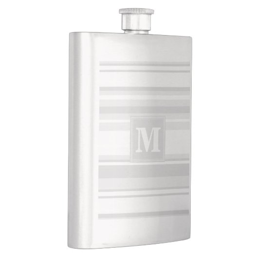 Monogramm hellgraue Streifen Flachmann (Rechts)