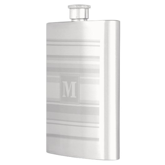 Monogramm hellgraue Streifen Flachmann (Links)