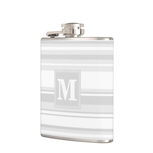 Monogramm hellgraue Streifen Flachmann (Links)