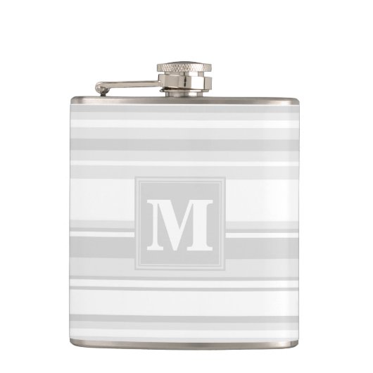 Monogramm hellgraue Streifen Flachmann (Vorderseite)