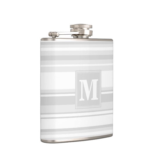 Monogramm hellgraue Streifen Flachmann (Rechts)