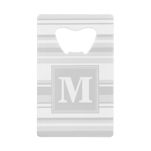 Monogramm hellgraue Streifen Geldbeutel Flaschenöffner (Vorderseite)