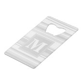 Monogramm hellgraue Streifen Geldbeutel Flaschenöffner (Vorderseite Schrägansicht)