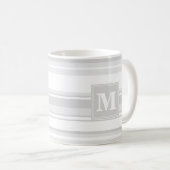 Monogramm hellgraue Streifen Kaffeetasse (VorderseiteRechts)