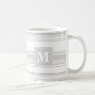 Monogramm hellgraue Streifen Kaffeetasse