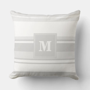 Monogramm hellgraue Streifen Kissen
