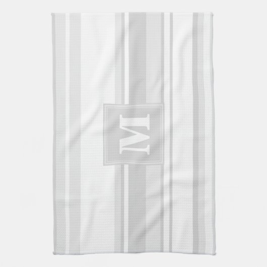 Monogramm hellgraue Streifen Küchentuch (Vertikal)