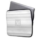 Monogramm hellgraue Streifen Laptopschutzhülle (Vorderseite Links)
