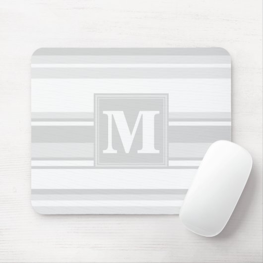Monogramm hellgraue Streifen Mousepad (Mit Mouse)