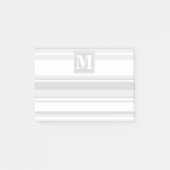 Monogramm hellgraue Streifen Post-it Klebezettel (Vorderseite)