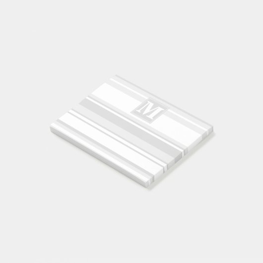 Monogramm hellgraue Streifen Post-it Klebezettel (angewinkelt)