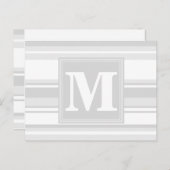 Monogramm hellgraue Streifen Postkarte (Vorne/Hinten)